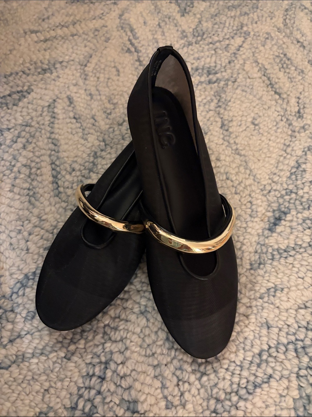 INC. Women’s Black Ballet Flats with Gold Accent